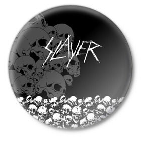 Значок с принтом Slayer Black в Курске,  металл | круглая форма, металлическая застежка в виде булавки | Тематика изображения на принте: hard | heavy | metal | rock | skull | trash | метал | рок | слеер | слейер | слэер | слэйер | треш | трэш | череп | черепа