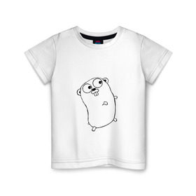 Детская футболка хлопок с принтом Golang в Курске, 100% хлопок | круглый вырез горловины, полуприлегающий силуэт, длина до линии бедер | go | golang | код | кодер | компьютер | программирование | программист | язык программирования