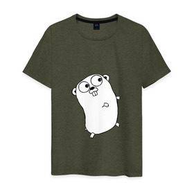 Мужская футболка хлопок с принтом Golang в Курске, 100% хлопок | прямой крой, круглый вырез горловины, длина до линии бедер, слегка спущенное плечо. | go | golang | код | кодер | компьютер | программирование | программист | язык программирования