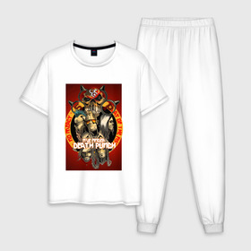 Мужская пижама хлопок с принтом Five Finger Death Punch 2 в Курске, 100% хлопок | брюки и футболка прямого кроя, без карманов, на брюках мягкая резинка на поясе и по низу штанин
 | 5fdp | ffdp | five finger death punch
