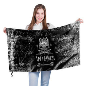 Флаг 3D с принтом In Flames King в Курске, 100% полиэстер | плотность ткани — 95 г/м2, размер — 67 х 109 см. Принт наносится с одной стороны | 