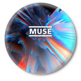 Значок с принтом MUSE в Курске,  металл | круглая форма, металлическая застежка в виде булавки | logo | muse | music | pop | rock | usa | альтернатива | америка | металл | музыка | музыкальный | поп | рок