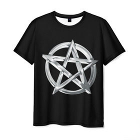 Мужская футболка 3D с принтом Пентаграмма в Курске, 100% полиэфир | прямой крой, круглый вырез горловины, длина до линии бедер | Тематика изображения на принте: звезда | знаки | круг | магия | оккультизм | пентаграмма | пентакль | символы | сокральность | эзотерика