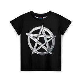 Детская футболка 3D с принтом Пентаграмма в Курске, 100% гипоаллергенный полиэфир | прямой крой, круглый вырез горловины, длина до линии бедер, чуть спущенное плечо, ткань немного тянется | звезда | знаки | круг | магия | оккультизм | пентаграмма | пентакль | символы | сокральность | эзотерика