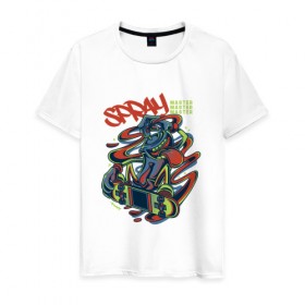 Мужская футболка хлопок с принтом Граффити в Курске, 100% хлопок | прямой крой, круглый вырез горловины, длина до линии бедер, слегка спущенное плечо. | графити | кислота | психоделика | скейт | скейтборд | спрей