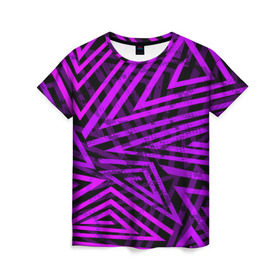 Женская футболка 3D с принтом Неоновая геометрия в Курске, 100% полиэфир ( синтетическое хлопкоподобное полотно) | прямой крой, круглый вырез горловины, длина до линии бедер | geometry | optical | линии | узор | яркий