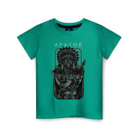 Детская футболка хлопок с принтом Apache в Курске, 100% хлопок | круглый вырез горловины, полуприлегающий силуэт, длина до линии бедер | апачи | воин | горилла | индеец | обезьяна