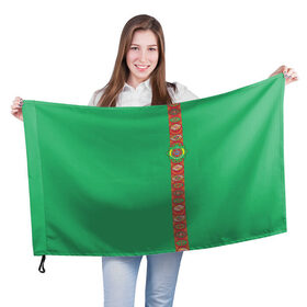 Флаг 3D с принтом Туркменистан, лента с гербом в Курске, 100% полиэстер | плотность ткани — 95 г/м2, размер — 67 х 109 см. Принт наносится с одной стороны | tkm | tm | trkmenistan | азия | ашхабад | герб | государство | знак | надпись | патриот | полосы | республика | символ | снг | страна | туркмен | туркменистан | туркмения | флаг | флага | цвета