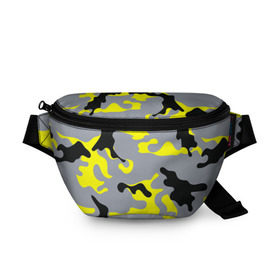 Поясная сумка 3D с принтом Yellow camouflage в Курске, 100% полиэстер | плотная ткань, ремень с регулируемой длиной, внутри несколько карманов для мелочей, основное отделение и карман с обратной стороны сумки застегиваются на молнию | camouflage | камуфляж | комуфляж