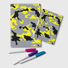 Блокнот с принтом Yellow camouflage в Курске, 100% бумага | 48 листов, плотность листов — 60 г/м2, плотность картонной обложки — 250 г/м2. Листы скреплены удобной пружинной спиралью. Цвет линий — светло-серый
 | camouflage | камуфляж | комуфляж