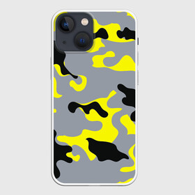 Чехол для iPhone 13 mini с принтом Yellow camouflage в Курске,  |  | camouflage | камуфляж | комуфляж