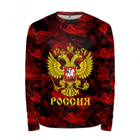 Мужской лонгслив 3D с принтом Russia flower red collection в Курске, 100% полиэстер | длинные рукава, круглый вырез горловины, полуприлегающий силуэт | Тематика изображения на принте: 