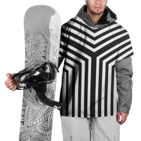 Накидка на куртку 3D с принтом Кибер Зебра в Курске, 100% полиэстер |  | black and white stripes | geometry | vest | zebra | геометрия | зебра | тельняшка | черно белая полоска