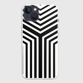 Чехол для iPhone 13 с принтом Кибер Зебра в Курске,  |  | black and white stripes | geometry | vest | zebra | геометрия | зебра | тельняшка | черно белая полоска