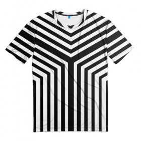 Мужская футболка 3D с принтом Кибер Зебра в Курске, 100% полиэфир | прямой крой, круглый вырез горловины, длина до линии бедер | black and white stripes | geometry | vest | zebra | геометрия | зебра | тельняшка | черно белая полоска