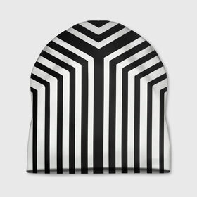 Шапка 3D с принтом Кибер Зебра в Курске, 100% полиэстер | универсальный размер, печать по всей поверхности изделия | black and white stripes | geometry | vest | zebra | геометрия | зебра | тельняшка | черно белая полоска