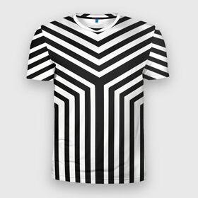 Мужская футболка 3D спортивная с принтом Кибер Зебра в Курске, 100% полиэстер с улучшенными характеристиками | приталенный силуэт, круглая горловина, широкие плечи, сужается к линии бедра | black and white stripes | geometry | vest | zebra | геометрия | зебра | тельняшка | черно белая полоска