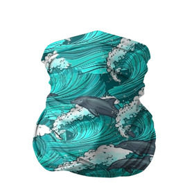 Бандана-труба 3D с принтом Дельфины в Курске, 100% полиэстер, ткань с особыми свойствами — Activecool | плотность 150‒180 г/м2; хорошо тянется, но сохраняет форму | dolphins | fish | ocean | pattern | sea | summer | waves | волны | дельфины | лето | море | океан | паттерн | рыбы