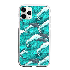 Чехол для iPhone 11 Pro матовый с принтом Дельфины в Курске, Силикон |  | Тематика изображения на принте: dolphins | fish | ocean | pattern | sea | summer | waves | волны | дельфины | лето | море | океан | паттерн | рыбы