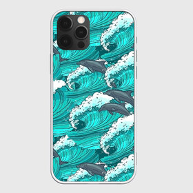 Чехол для iPhone 12 Pro Max с принтом Дельфины в Курске, Силикон |  | Тематика изображения на принте: dolphins | fish | ocean | pattern | sea | summer | waves | волны | дельфины | лето | море | океан | паттерн | рыбы