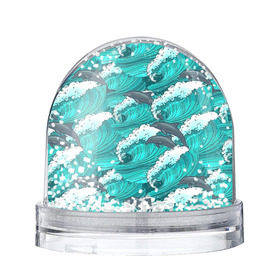 Снежный шар с принтом Дельфины в Курске, Пластик | Изображение внутри шара печатается на глянцевой фотобумаге с двух сторон | dolphins | fish | ocean | pattern | sea | summer | waves | волны | дельфины | лето | море | океан | паттерн | рыбы
