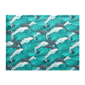 Обложка для студенческого билета с принтом Дельфины в Курске, натуральная кожа | Размер: 11*8 см; Печать на всей внешней стороне | Тематика изображения на принте: dolphins | fish | ocean | pattern | sea | summer | waves | волны | дельфины | лето | море | океан | паттерн | рыбы