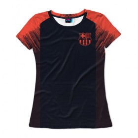 Женская футболка 3D с принтом Barcelona Training 18-19 в Курске, 100% полиэфир ( синтетическое хлопкоподобное полотно) | прямой крой, круглый вырез горловины, длина до линии бедер | barcelona | champions | league | lionel | messi | spain | барселона | испания | лига | лионель | месси | чемпионов