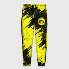 Мужские брюки 3D с принтом FC Borussia Dortmund в Курске, 100% полиэстер | манжеты по низу, эластичный пояс регулируется шнурком, по бокам два кармана без застежек, внутренняя часть кармана из мелкой сетки | Тематика изображения на принте: боруссия | дортмунд