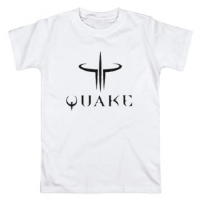 Мужская футболка хлопок с принтом Quake в Курске, 100% хлопок | прямой крой, круглый вырез горловины, длина до линии бедер, слегка спущенное плечо. | quake | квака | квейк | квэйк