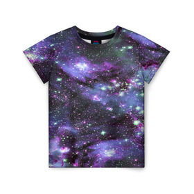 Детская футболка 3D с принтом Sky nebula в Курске, 100% гипоаллергенный полиэфир | прямой крой, круглый вырез горловины, длина до линии бедер, чуть спущенное плечо, ткань немного тянется | abstraction | cosmos | nebula | space | star | universe | абстракция | вселенная | звезды | космос | мир | планеты