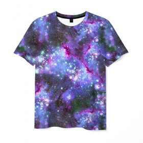 Мужская футболка 3D с принтом Сияние звёзд в Курске, 100% полиэфир | прямой крой, круглый вырез горловины, длина до линии бедер | abstraction | cosmos | nebula | space | star | universe | абстракция | вселенная | звезды | космос | мир | планеты