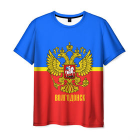 Мужская футболка 3D с принтом Волгодонск в Курске, 100% полиэфир | прямой крой, круглый вырез горловины, длина до линии бедер | abstraction | grunge | russia | sport | абстракция | герб | краска | русский | символика рф | спорт | спортивный | триколор | униформа | форма | я русский