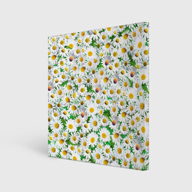 Холст квадратный с принтом Ромашки в Курске, 100% ПВХ |  | chamomile | daisies | flowers | nature | природа | растения | ромашки | текстура | цветы
