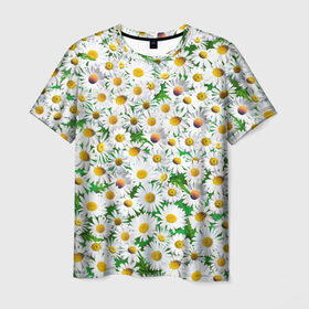 Мужская футболка 3D с принтом Ромашки в Курске, 100% полиэфир | прямой крой, круглый вырез горловины, длина до линии бедер | chamomile | daisies | flowers | nature | природа | растения | ромашки | текстура | цветы