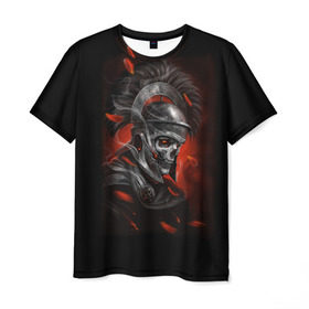 Мужская футболка 3D с принтом Мертвый легионер в Курске, 100% полиэфир | прямой крой, круглый вырез горловины, длина до линии бедер | зомби | легионер | рим | скелет | череп