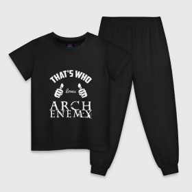 Детская пижама хлопок с принтом Вот кто любит Arch Enemy в Курске, 100% хлопок |  брюки и футболка прямого кроя, без карманов, на брюках мягкая резинка на поясе и по низу штанин
 | 