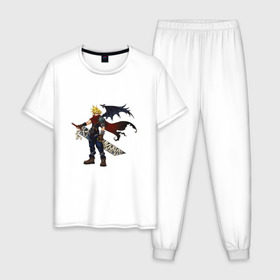 Мужская пижама хлопок с принтом Final Fantasy в Курске, 100% хлопок | брюки и футболка прямого кроя, без карманов, на брюках мягкая резинка на поясе и по низу штанин
 | Тематика изображения на принте: 