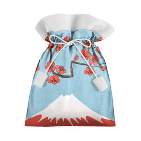 Подарочный 3D мешок с принтом Гора Фудзияма в Курске, 100% полиэстер | Размер: 29*39 см | Тематика изображения на принте: белый | вершина | вишня | зима | красный | сакура | синий | снег | япония