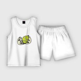 Детская пижама с шортами хлопок с принтом Мяч в скорлупе в Курске,  |  | sport | tennis | мяч | скорлупа | спорт | теннис