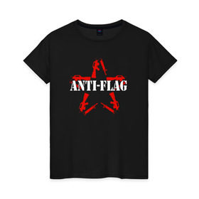 Женская футболка хлопок с принтом Anti-Flag в Курске, 100% хлопок | прямой крой, круглый вырез горловины, длина до линии бедер, слегка спущенное плечо | american | attraction | dead | hardcore | not | punk | punks | rock | альтернатива | анти | группа | панк | рок | стрит | флаг