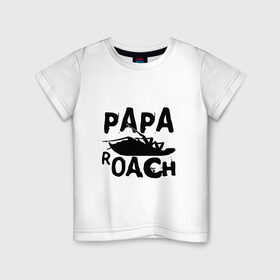 Детская футболка хлопок с принтом Papa Roach в Курске, 100% хлопок | круглый вырез горловины, полуприлегающий силуэт, длина до линии бедер | Тематика изображения на принте: papa roach | roach | папа роач | папароач | папароч | роач | роч