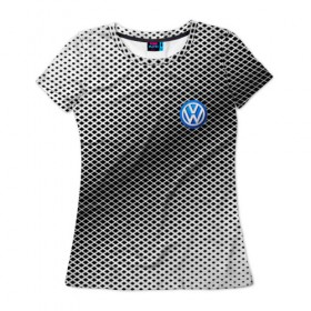 Женская футболка 3D с принтом VOLKSWAGEN SPORT в Курске, 100% полиэфир ( синтетическое хлопкоподобное полотно) | прямой крой, круглый вырез горловины, длина до линии бедер | 