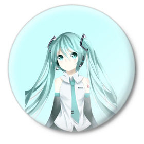 Значок с принтом Hatsune Miku в Курске,  металл | круглая форма, металлическая застежка в виде булавки | Тематика изображения на принте: hatsune miku