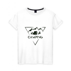 Женская футболка хлопок с принтом CAMP2 в Курске, 100% хлопок | прямой крой, круглый вырез горловины, длина до линии бедер, слегка спущенное плечо | кемпинг | туризм | туристическая