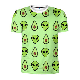 Мужская футболка 3D спортивная с принтом Green в Курске, 100% полиэстер с улучшенными характеристиками | приталенный силуэт, круглая горловина, широкие плечи, сужается к линии бедра | alien | food | vegetarian | авокадо | вегетарианство | еда | пришелец