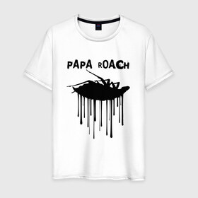 Мужская футболка хлопок с принтом Papa Roach в Курске, 100% хлопок | прямой крой, круглый вырез горловины, длина до линии бедер, слегка спущенное плечо. | papa roach | roach | папа роач | папароач | папароч | роач | роч