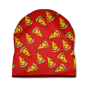 Шапка 3D с принтом Pizza red в Курске, 100% полиэстер | универсальный размер, печать по всей поверхности изделия | Тематика изображения на принте: fast food | pizza | еда | пицца | фастфуд