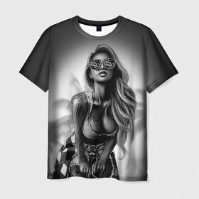 Мужская футболка 3D с принтом Trap girl в Курске, 100% полиэфир | прямой крой, круглый вырез горловины, длина до линии бедер | Тематика изображения на принте: девушка | мода | пляж | стиль