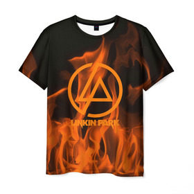Мужская футболка 3D с принтом Linkin park in fire в Курске, 100% полиэфир | прямой крой, круглый вырез горловины, длина до линии бедер | Тематика изображения на принте: linkin park | logo | music | pop | rock | usa | альтернатива | америка | металл | музыка | музыкальный | поп | рок | честер беннингтон