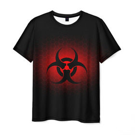 Мужская футболка 3D с принтом Биологическая Опасность в Курске, 100% полиэфир | прямой крой, круглый вырез горловины, длина до линии бедер | биологическая  | опасность